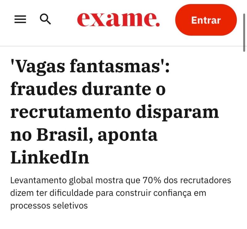 Matéria da Exame sobre o aumento de golpes e vagas falsas em processos seletivos.